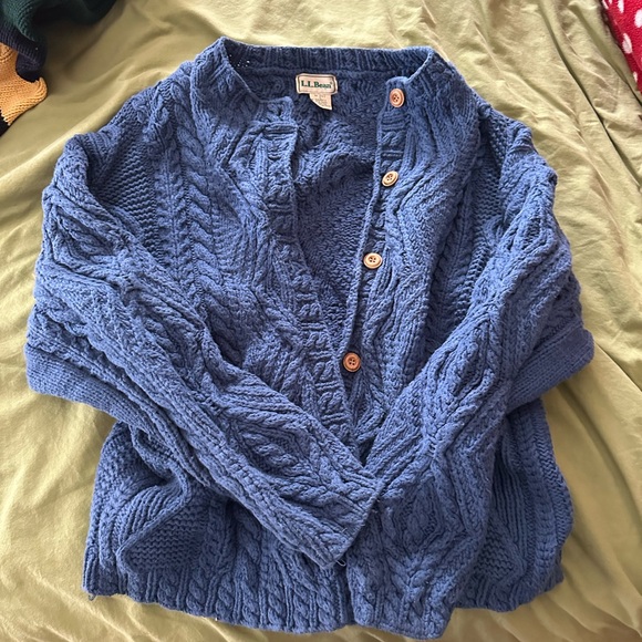 L.L. Bean Women's Blue Button-Up Cardigan - Picture 2 of 3